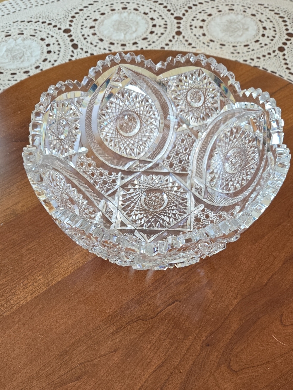 Antique Pressed Cut Glass Decorative Bowl - Clear Crystal Look - NWOT
